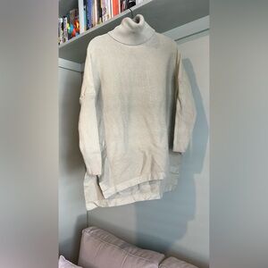 Oversized Turtleneck Batwing Sleeve Split Hem Tunic - Lillusory